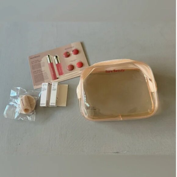 NEW RARE Beauty by Selena Gomez Clear Makeup Bag and Mini Deluxe Samples